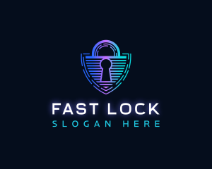 Shield Padlock Technology logo design