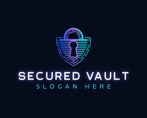 Shield Padlock Technology logo design