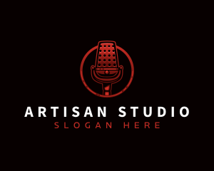 Microphone Podcast Studio logo design