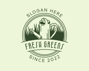 Gardening Grass Watering Can logo design