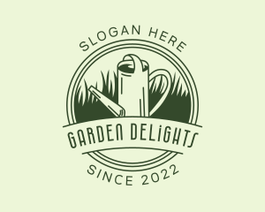 Gardening Grass Watering Can logo design