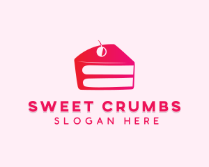 Cherry Cake Slice logo design