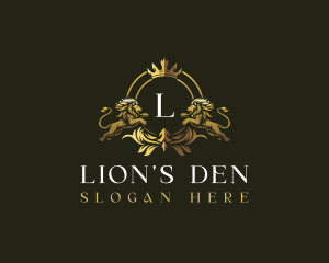 Shield Crown Lion  logo design