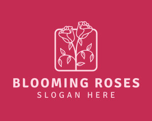 Pink Rose Flower logo design