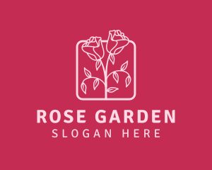 Pink Rose Flower logo design