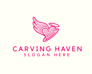 Heart Halo Wing logo design