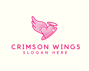 Heart Halo Wing logo design