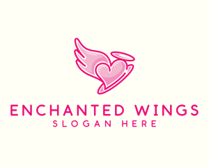 Heart Halo Wing logo design