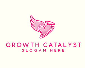 Heart Halo Wing logo design