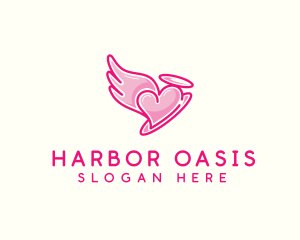 Heart Halo Wing logo design