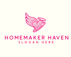 Heart Halo Wing logo design