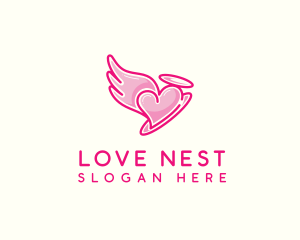 Heart Halo Wing logo design