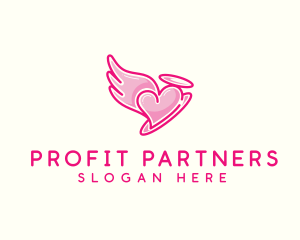 Heart Halo Wing logo design