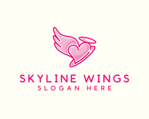 Heart Halo Wing logo design