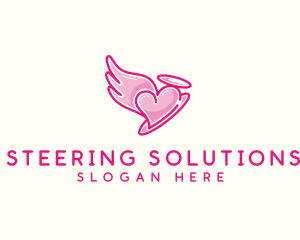 Heart Halo Wing logo design