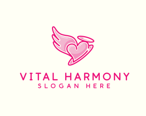 Heart Halo Wing logo design