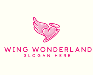 Heart Halo Wing logo design