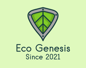 Eco Leaf Shield Crest logo design