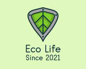 Eco Leaf Shield Crest logo design