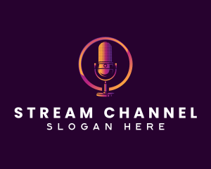 Microphone Streaming Podcast logo design