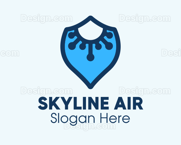 Blue Virus Defense Shield Logo