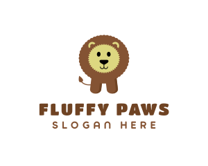 Cute Fluffy Kids Lion logo design