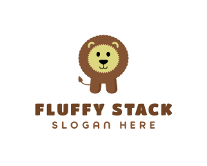 Cute Fluffy Kids Lion logo design