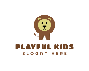 Cute Fluffy Kids Lion logo design