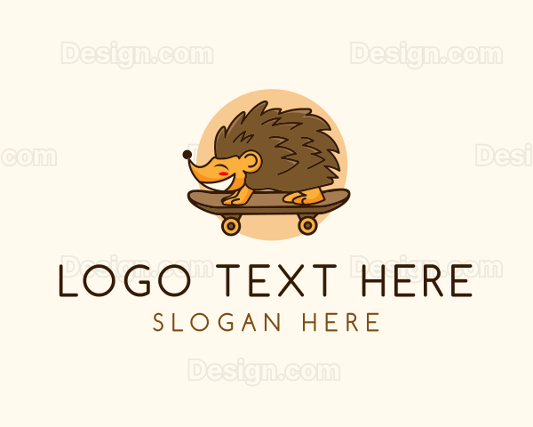 Hedgehog Skateboard Animal Logo