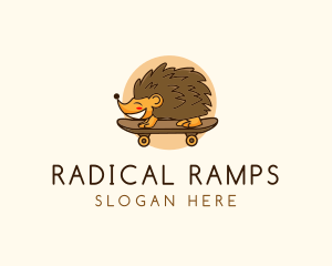 Hedgehog Skateboard Animal logo design