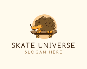 Hedgehog Skateboard Animal logo design