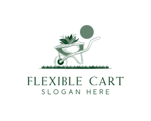 Lawn Grass Wheelbarrow logo design