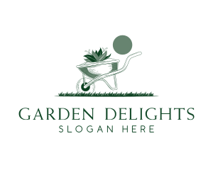 Lawn Grass Wheelbarrow logo design