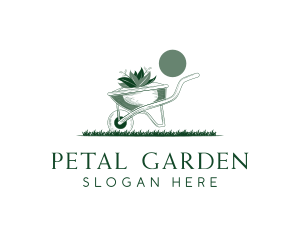 Lawn Grass Wheelbarrow logo design