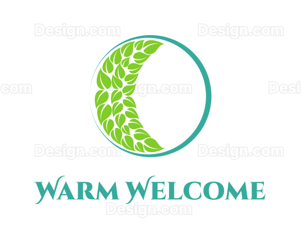 Green Moon Leaves Logo