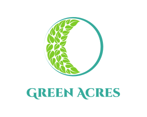 Green Moon Leaves logo design