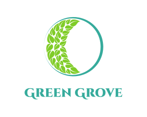 Green Moon Leaves logo design