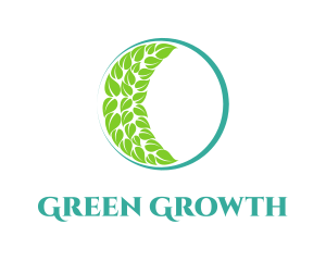 Green Moon Leaves logo design