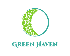 Green Moon Leaves logo design