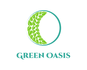 Green Moon Leaves logo design