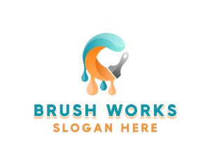 Paint Brush Renovation Contractor logo design