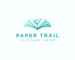 Book Paper Plane Flight logo design