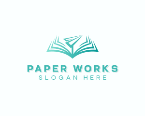 Book Paper Plane Flight logo design