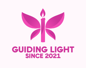 Pink Butterfly Candle  logo design