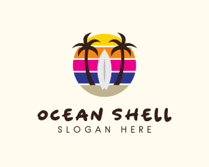 Summer Surfing Beach logo design