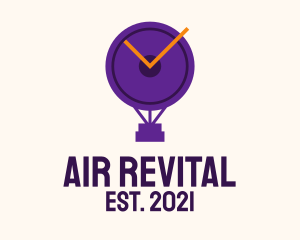 Hot Air Balloon Clock logo design