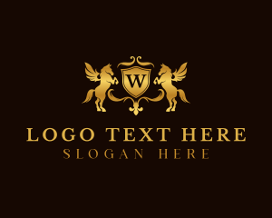 Gold Pegasus Shield logo