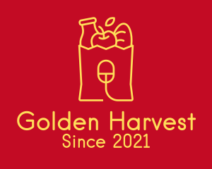 Golden Online Grocery logo design