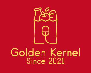 Golden Online Grocery logo design