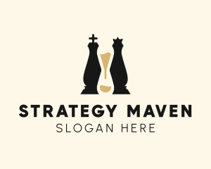 Hourglass Chess Piece logo design